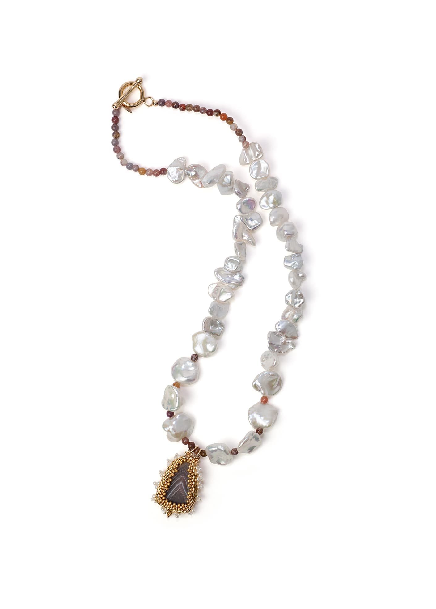 Botswana Agate & Keshi Pearl Necklace