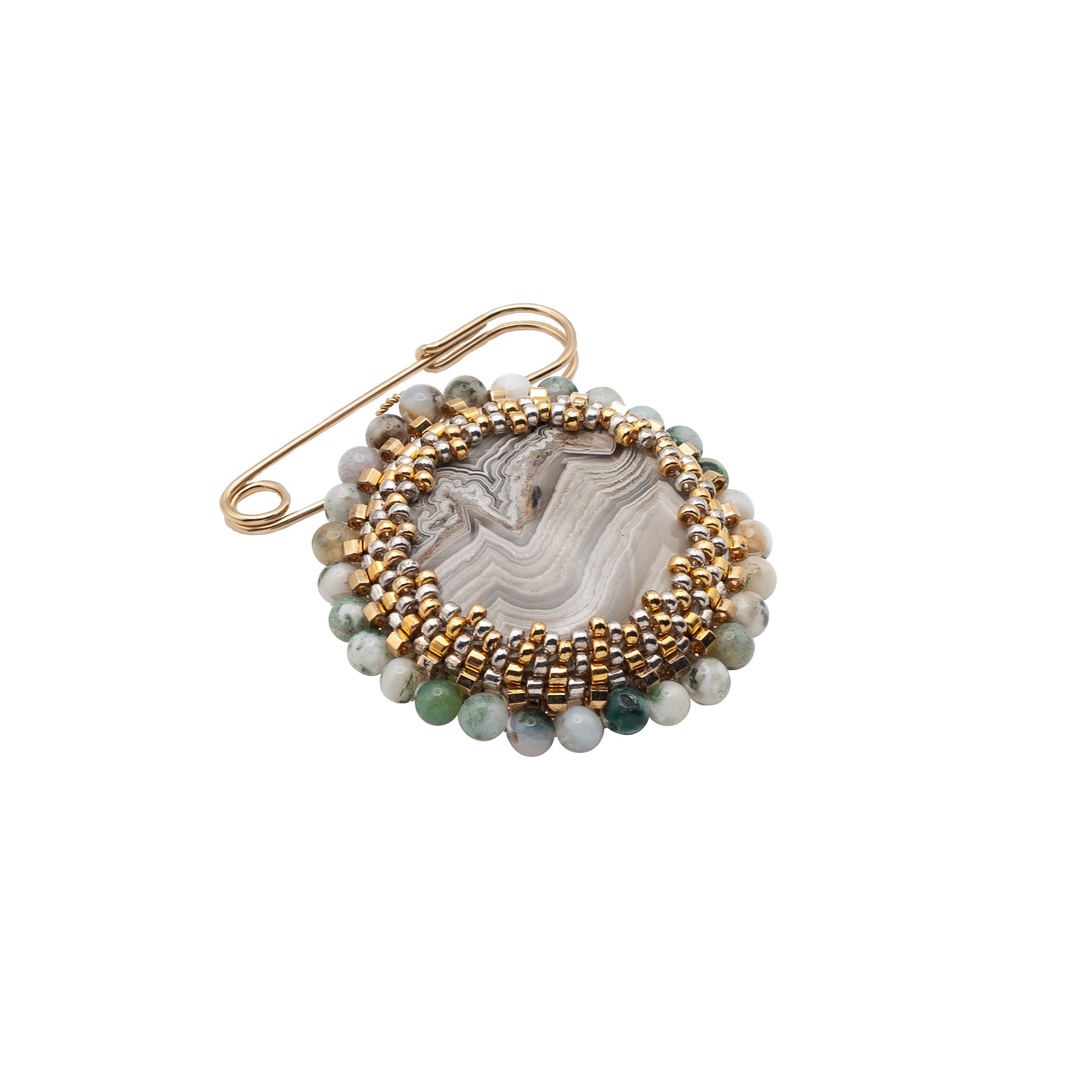 Crazy Lace Tree Agate Brooch