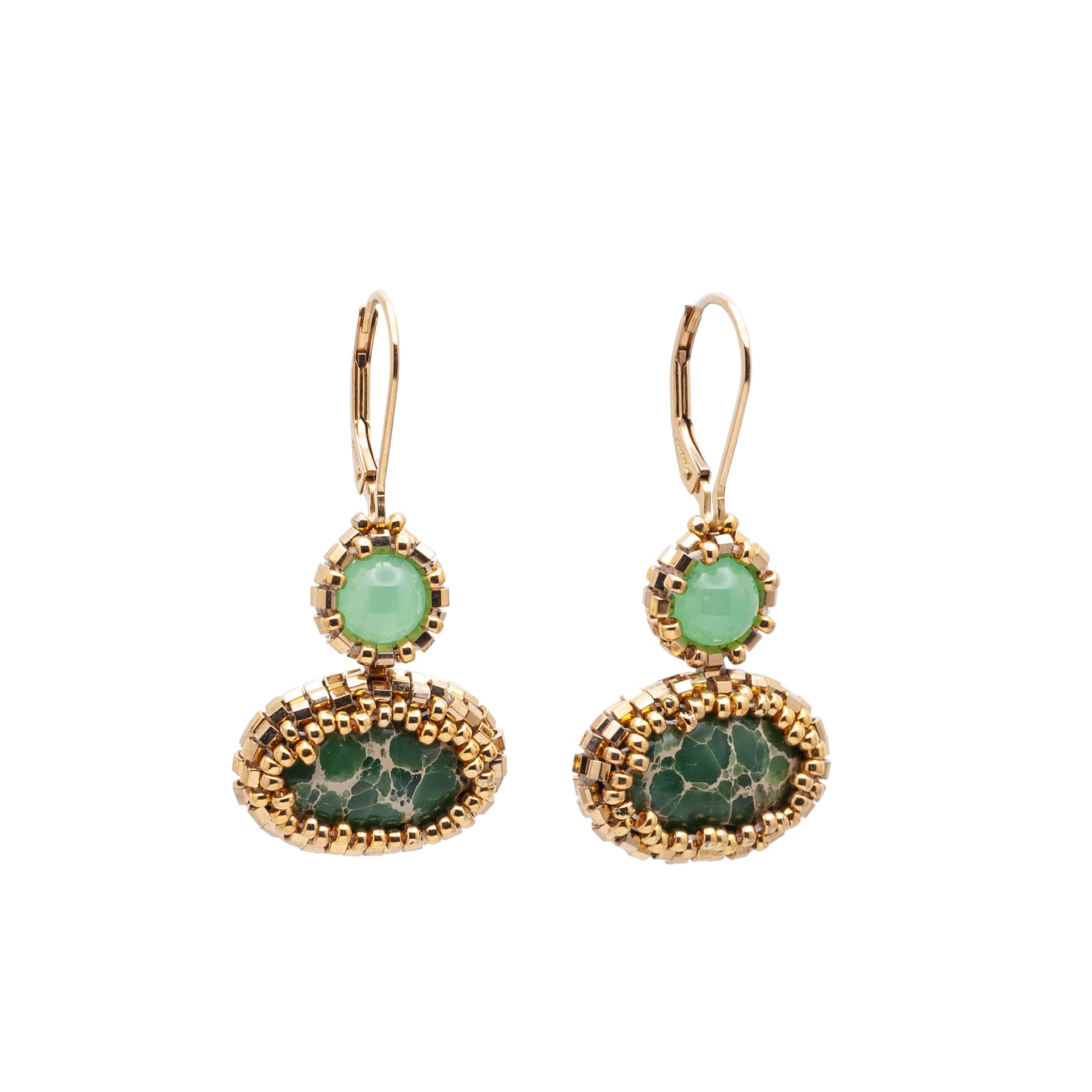 Variscite-Chrysoprase Earrings